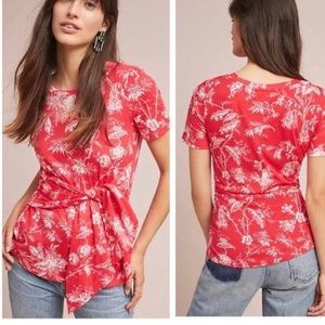Anthropologie Maeve Sherbrooke Tie Waist Top